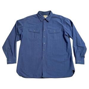 L.L. Bean Mens Shirt Blue XL Chamois Cloth Button Up 0MT03 Workwear Heavy